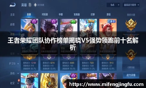 王者荣耀团队协作榜单揭晓V5强势领跑前十名解析